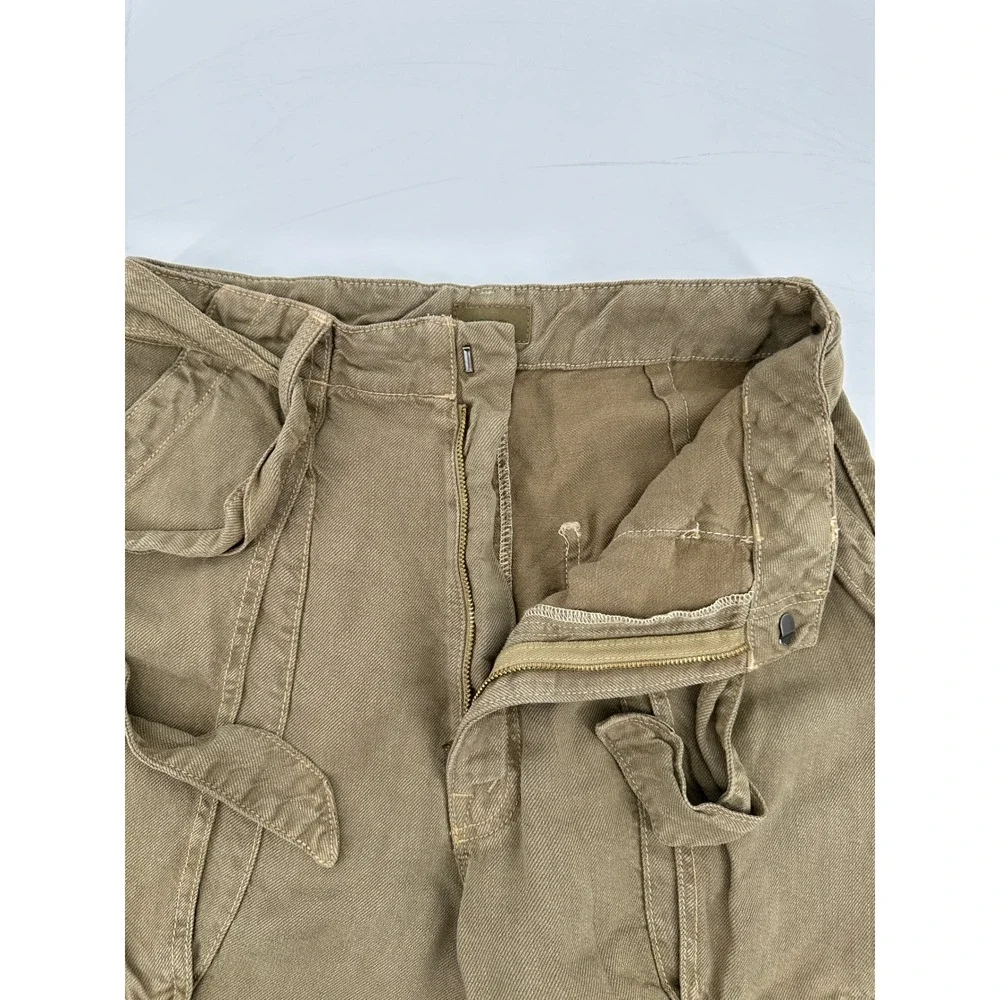 MOTHER The Chute Paperbag Shorts‎ Olive Green High Waist Tie Belt Womens 26